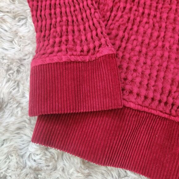 Mododoc Red Waffle Knit Cropped Boxy 100% Cotton Jacket Size Small - Picture 2 of 12